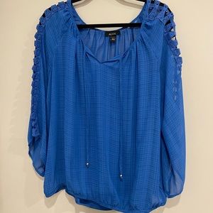 •2/$35• NWOT Alyx Sheer Blue Blouse with Matching Cami